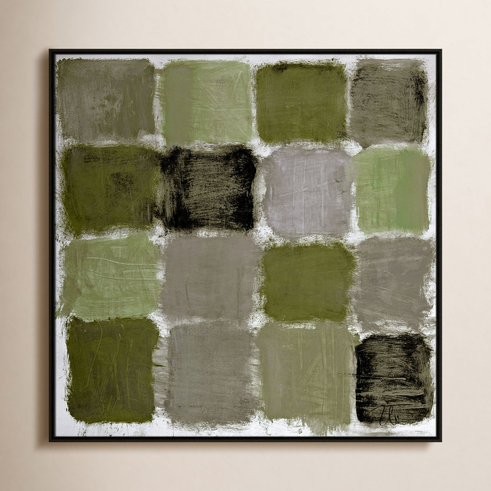 Coppola "Powder Room Green Reflections" Print, 41.5" H x 41.5" W, Espresso