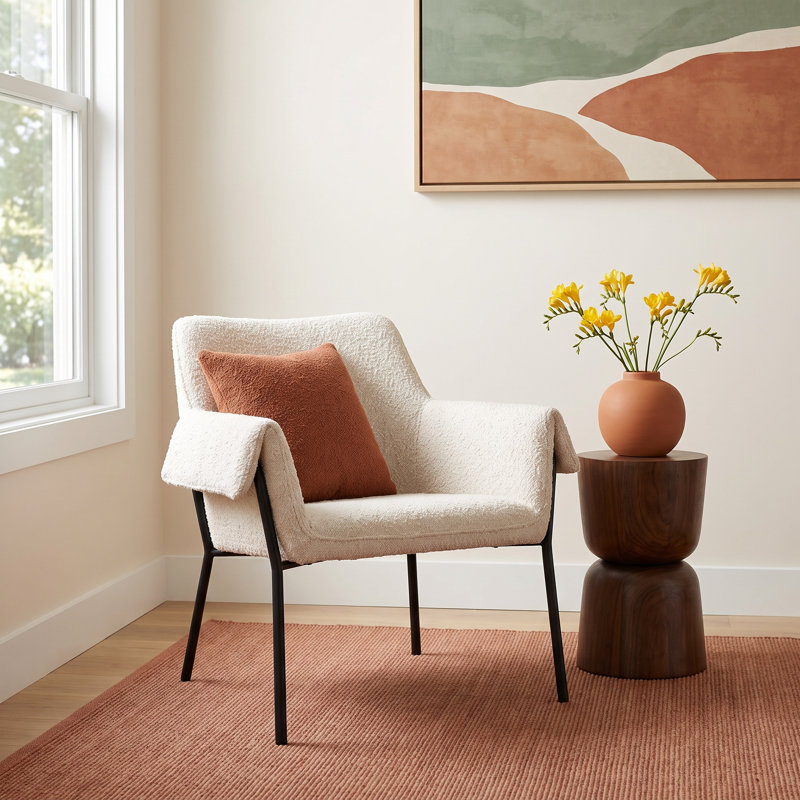 Gloriette 30.5'' Wide Armchair, Cream Polyester Blend