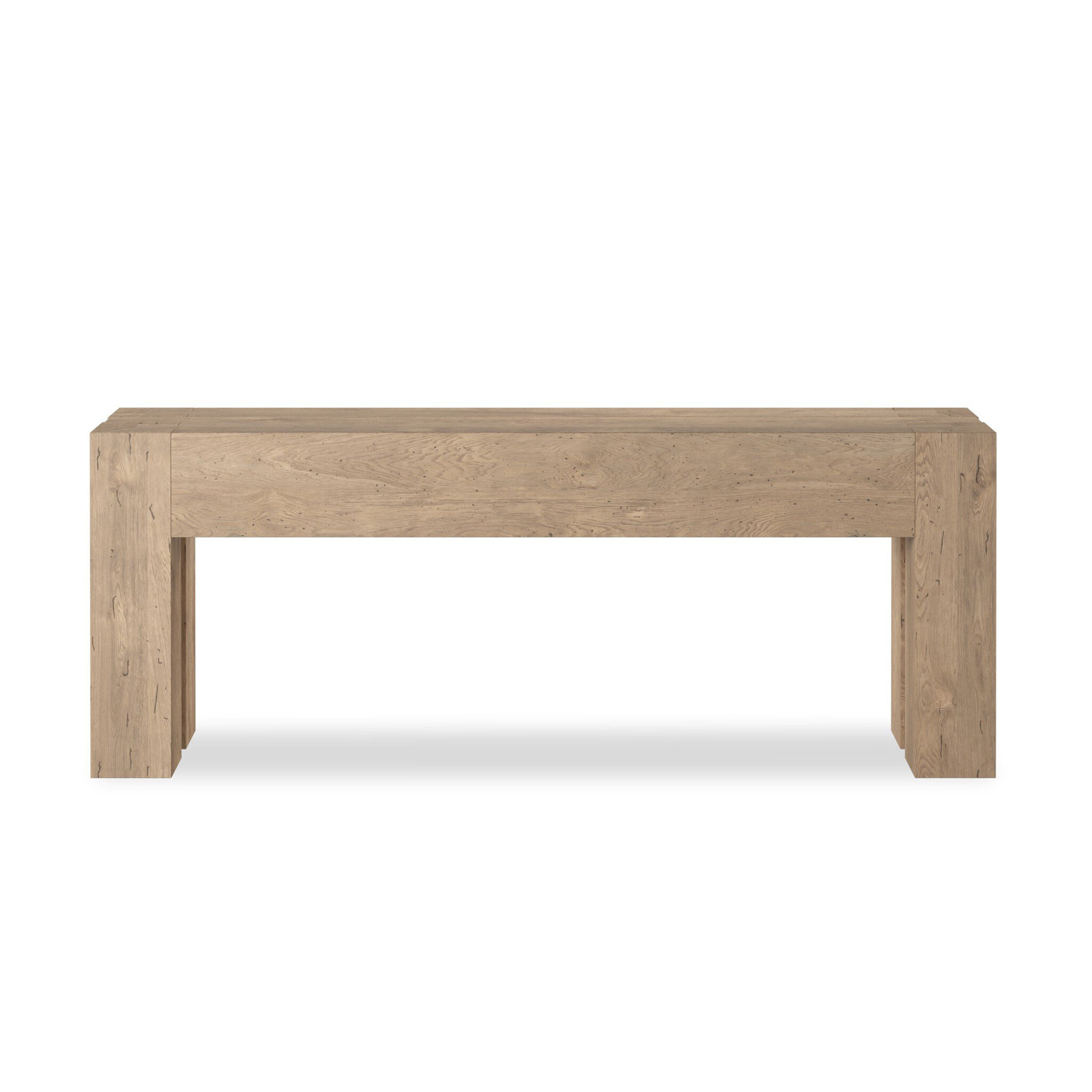 Lockney Console Table, Whitewash Rustic Wormwood Oak, 33" H x 86" W x 20.25" D