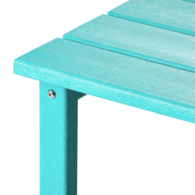 Outdoor Poly Adirondack Chair With Side Table And Ottoman, Turquoise
