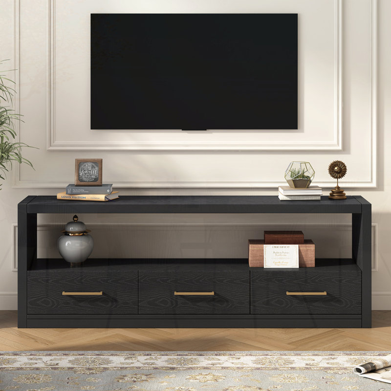 Classic Design with Three Drawers and Spacious Surface Console Table, Black