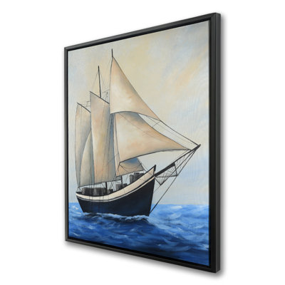 Navire naviguant doucement par une journée ensoleillée | Art sur toile encadrée