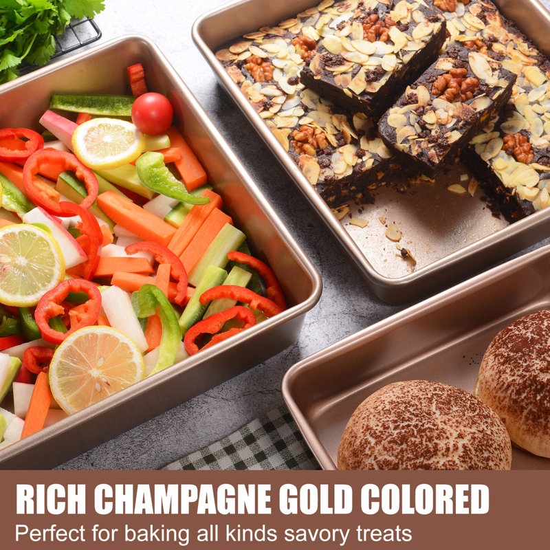 Champagne Gold Nonstick Rectangular Carbon Steel Baking Pan Set