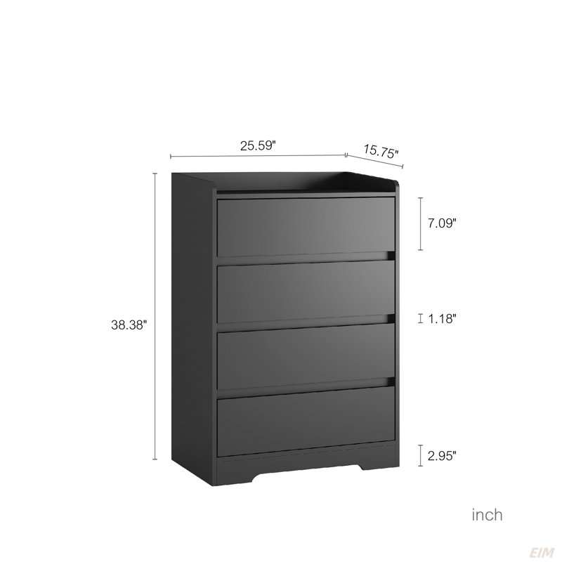 4 - Drawer Dresser, Black
