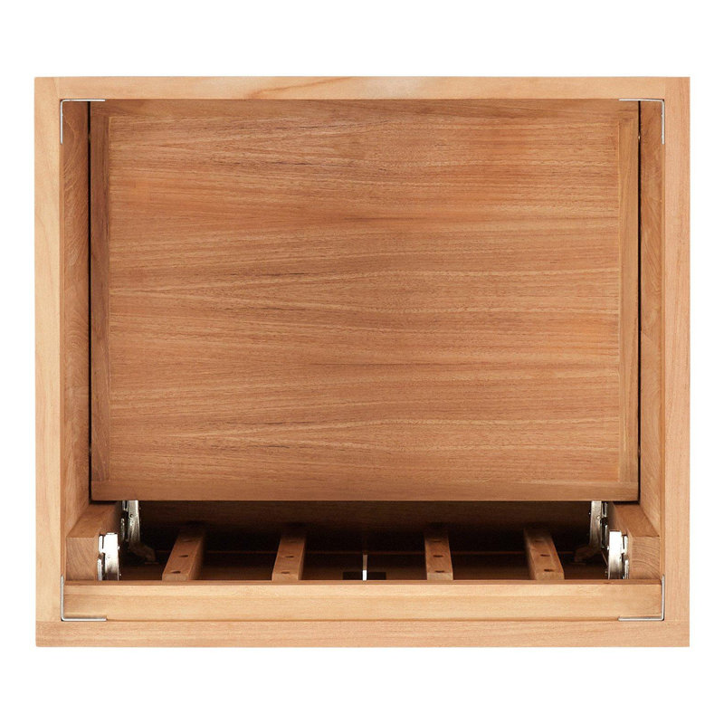 24" Aliso Single Bathroom Vanity Set with Oval Undermount Sink, Arctic White Quartz, 8" Widespread, Natural Teak