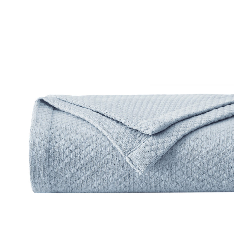 Couverture et jeté Southfield Fine Linens 100% coton texturé Dobby Waffle, L 90 po x L 90 po, Bleu