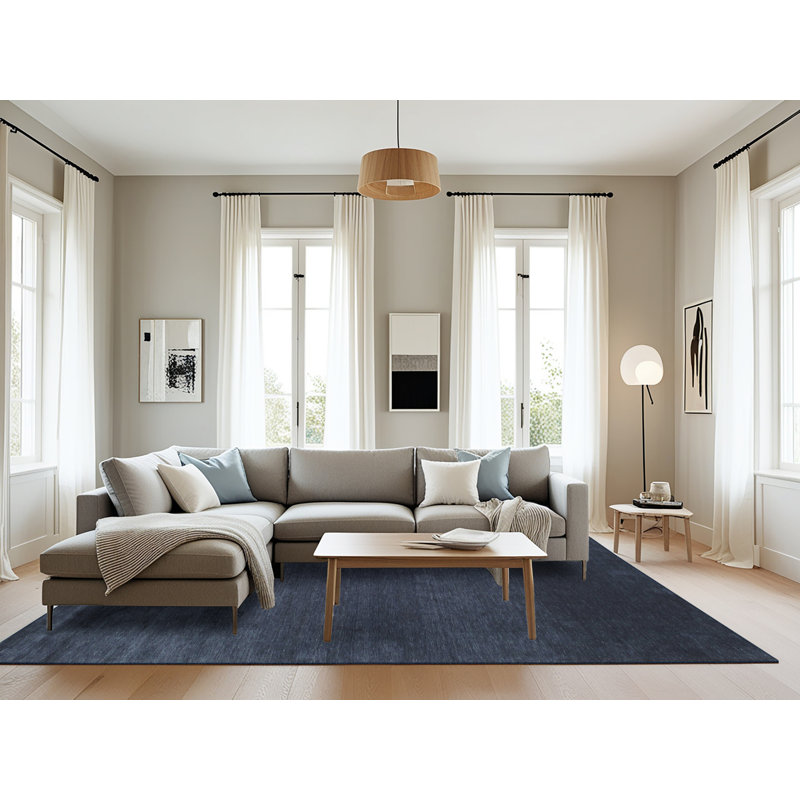 Tapis contemporain bleu marine, Rectangle 8 pi x 10 pi