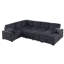 Canapé modulaire en L gris foncé foncé en forme de L, 5 sièges moyen ferme, méridienne escamotable, rangement et coussins décoratifs 5-1044784012