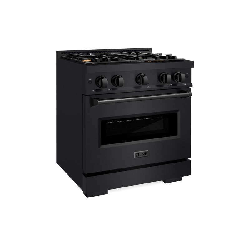 ZLINE 30" Classic Gas Range w/ Convection Oven in Stainless Steel w/ 4 Brass Burners, Black Stainless Steel