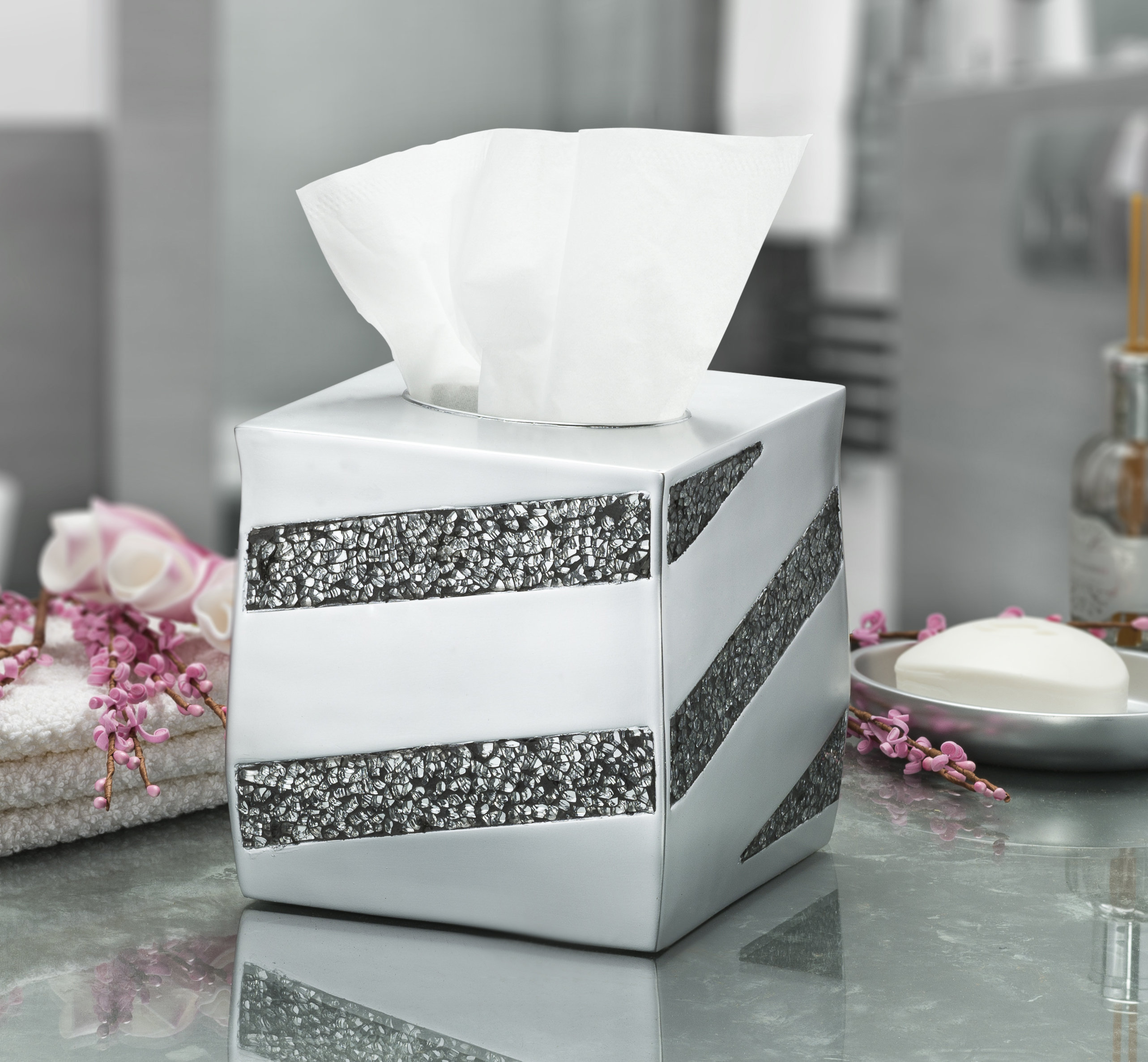 Dwellza Silver Mosaic Square Tissue Box Cover &amp; Reviews | Wayfair