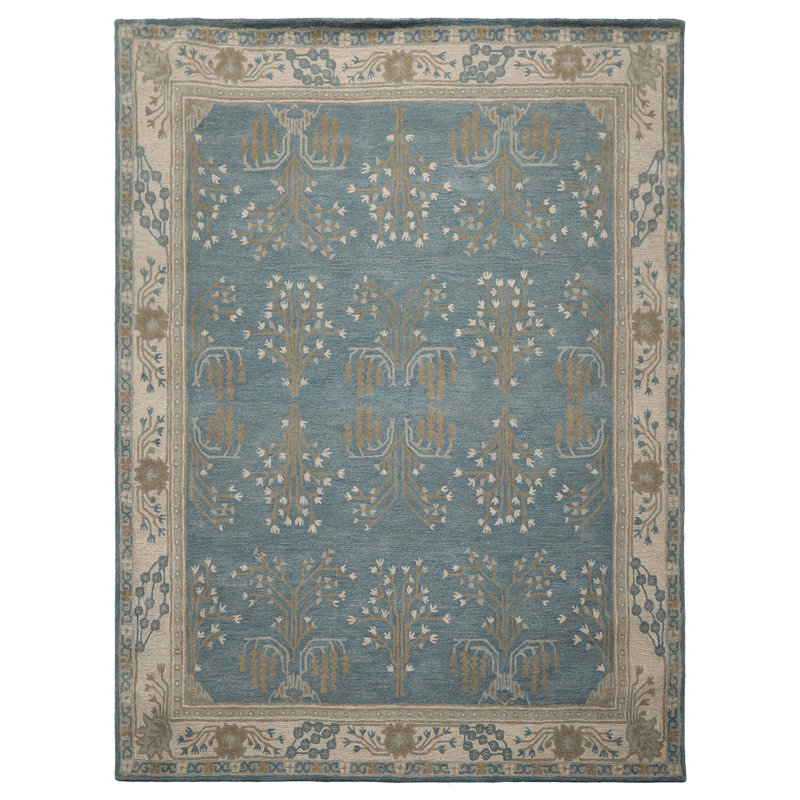 Tapis oriental multicolore en laine touffeté à la main, Rectangle de 5 pi x 8 pi