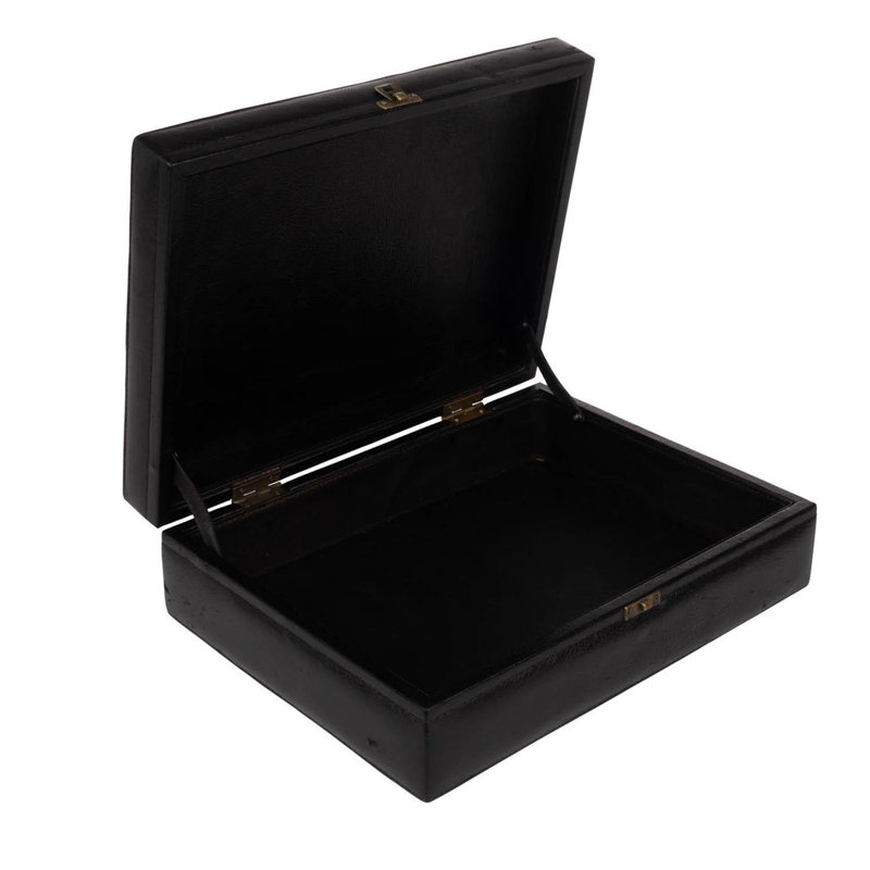 Decorative Box with Hide and Leather Accents, 4" H x 13" W x 10" D