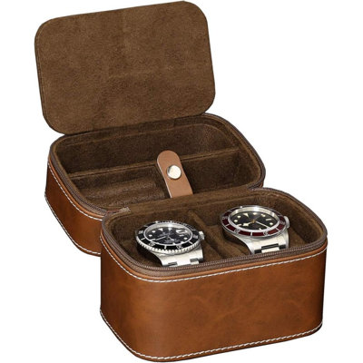 2 Watch Travel Case Storage Organizer for 2 Watches | Tough Portable Protection w/Zipper Fits All Wristwatches & Smart Watches Up to 50mm