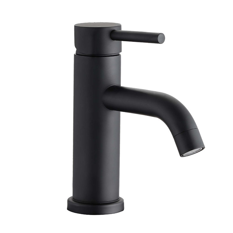 6.57" ADA Compliant High Stainless Single Hole Steel Waterfall Bathroom Faucet, Matte Black