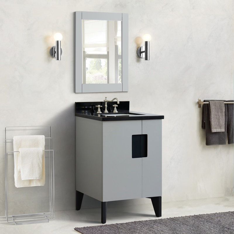Ensemble de meuble-lavabo simple 25 po, Gris clair, Noir galaxie
