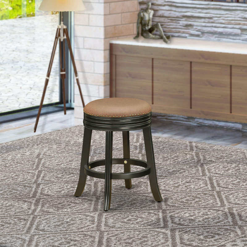 Tabouret de bar Devers, Noir, Tabouret de comptoir (siège d'une hauteur de 24 p