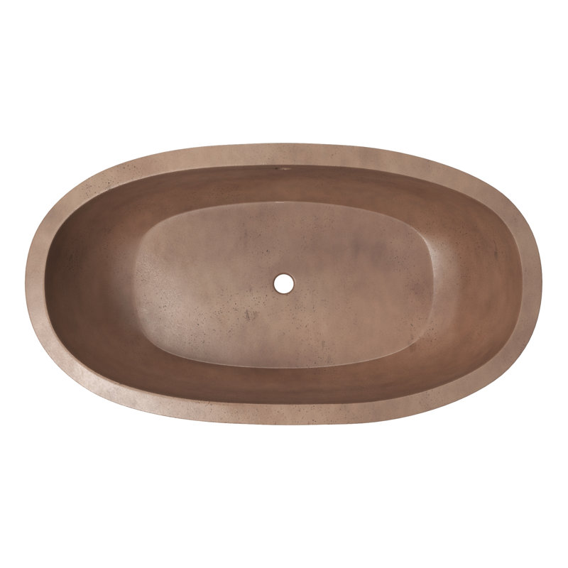 Avalon NativeStone Freestanding Soaking Cement Bathtub, Terracotta, 22" H x 36" W x 66" L