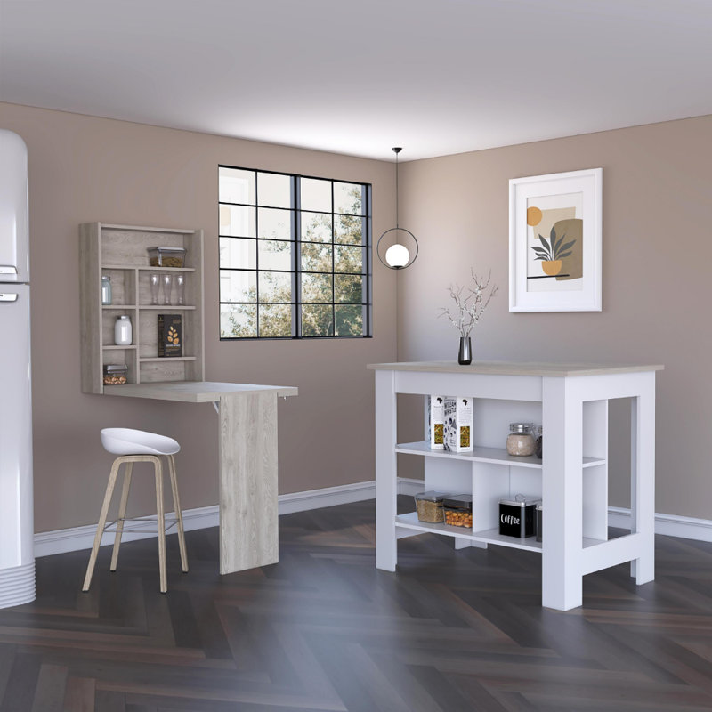 Ensemble de cuisine Pasadena, îlot de cuisine + table fonctionnelle