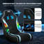 Chaise de jeu sur pied avec accoudoirs, système audio intégré 2.1, lumières DEL RVB