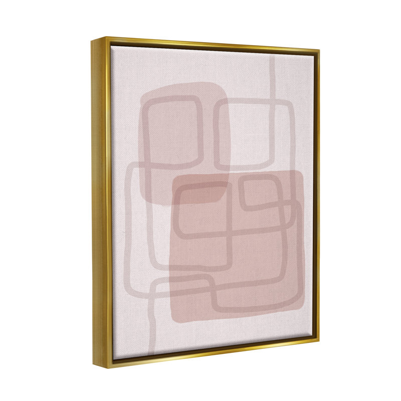 «Soft Soft Boho Squares» par Urban Epiphany, impression, H 31 po x l 25 po x P 1,7 po, Cadre flottant métallique doré