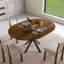 Table de salle à manger rétractable, table de salle à manger ronde, table de salle à manger extensible, base en acier au carbone pour 6 personnes, mobilier de salle à manger moderne et simple en placage de bois massif (de 42 po à 58 po) - Table seule