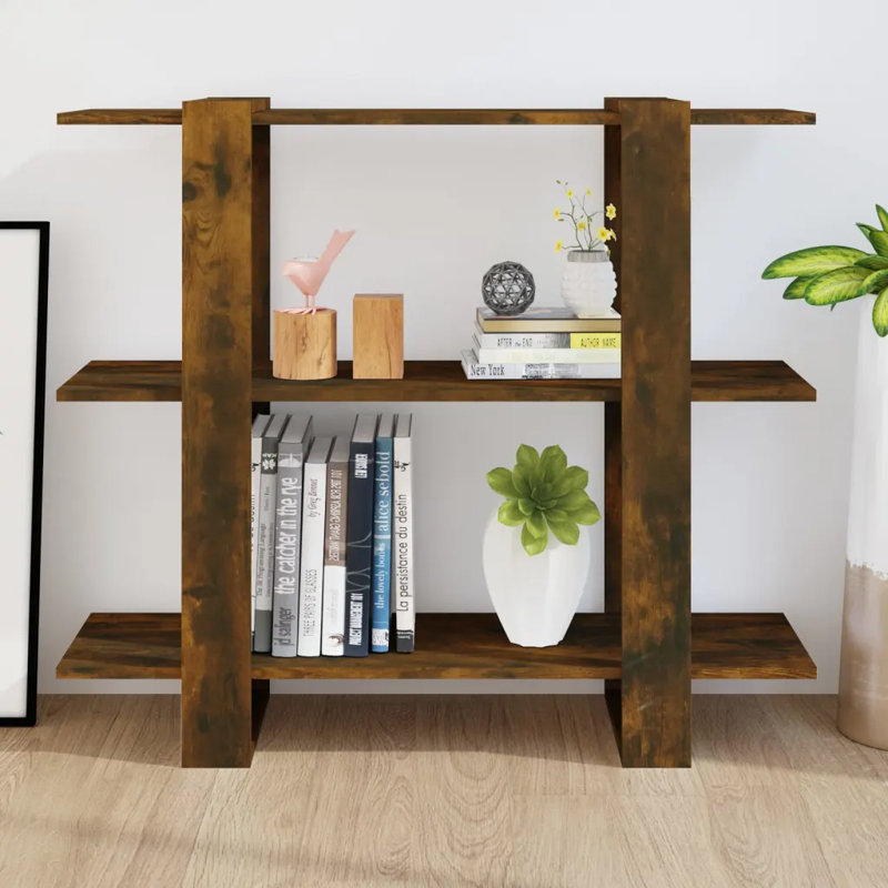 Gendrutis Bookcase, 87cm H x 100cm W x 30cm D, Rustic Brown