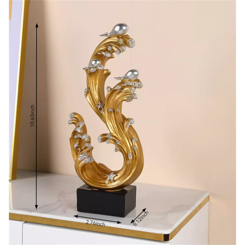 Ornement artistique, H 10,63 po x l 2,76 po x P 5,12 po, Or