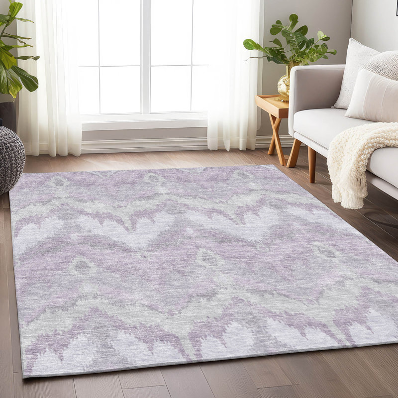 Premium Machine Washable Prisco Lavender Rug, Rectangle 10' x 14'