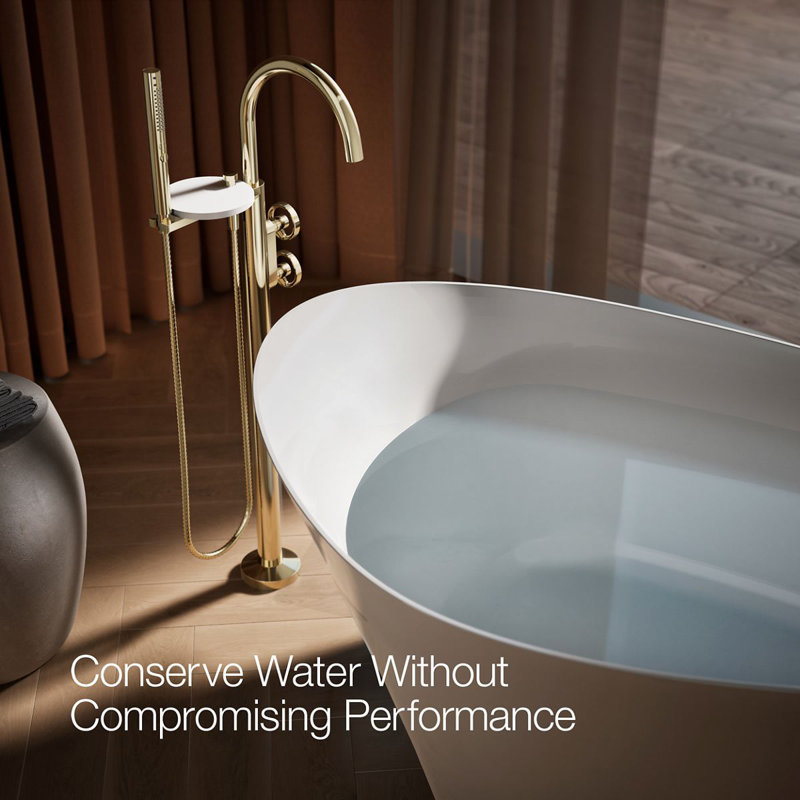 Components Floor-Mount Bath Filler Trim, Gold, Wheel Handle