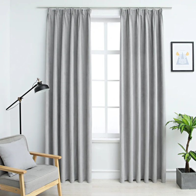 Arni Blackout Curtain Pair, 140cm W x 225cm D, Grey
