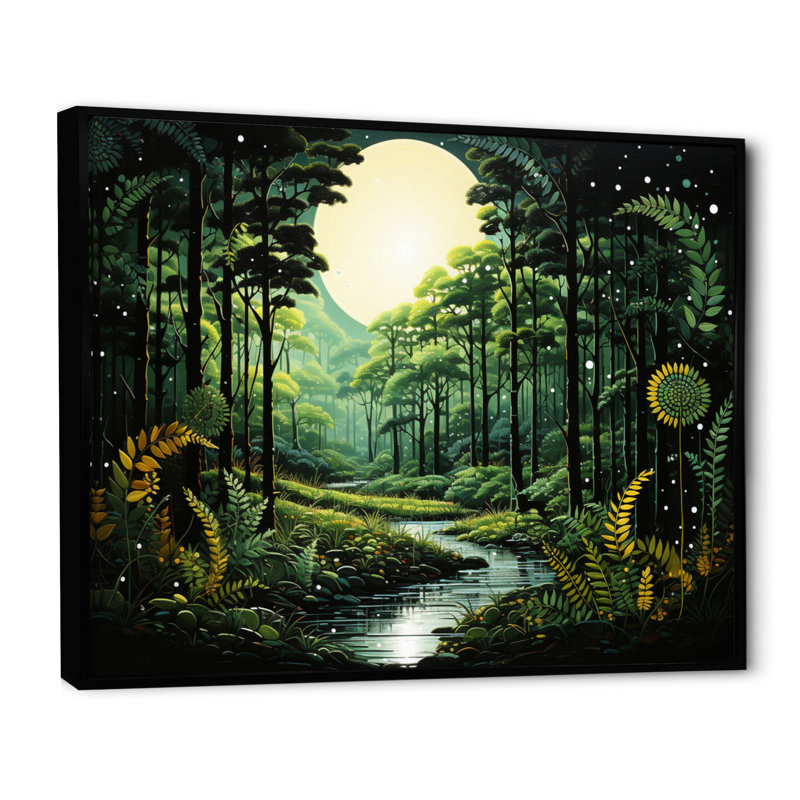 Ferns Plant Serene Reflections II - reproduction, H 24 po x l 32 po x P 1 po, Cadre flottant noir