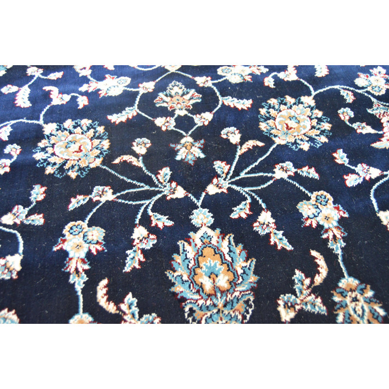 Tapis bleu marine/beige à métier électrique Darwen, Rectangle 5 pi 2 po x 7 pi 5 po