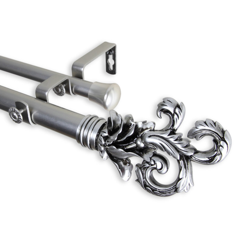 Tringle à rideaux double Mcgahey, H 1 po x l 170 po x P 6,75 po, Nickel satiné