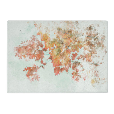 Tempered Glass Autumn Leaves Watercolour Chopping Board