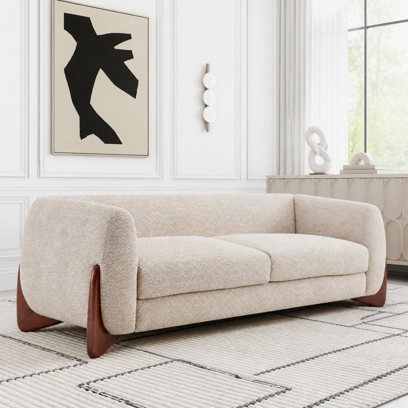Boucle Sherpa Sofa in Off-White, Boucle d'amande