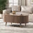42.5" Oval Lift-Top Coffee Table, Fluted Center Table with Hidden Storage Compartment & Solid Wood Legs, Mid-Century Modern Coffee Table for Living Room, Walnut-1663959107