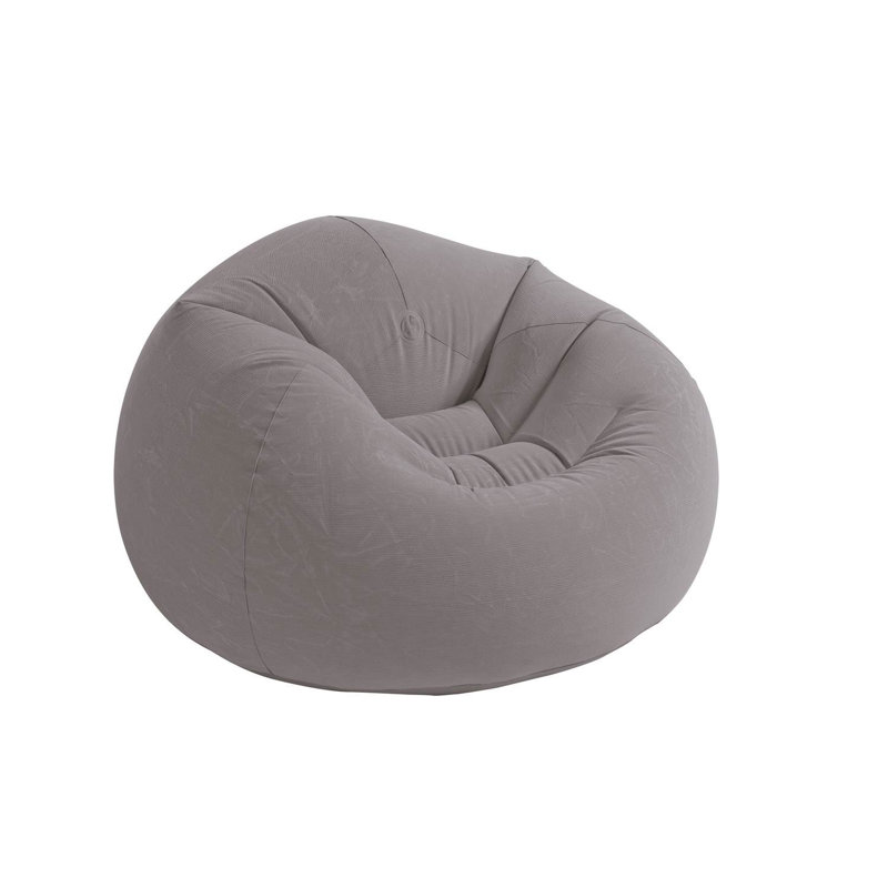Gray Corduroy Inflatable Foldable Lounge Chair with Cushions