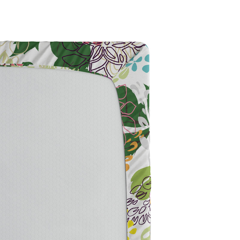 Microfiber Floral Fitted Sheet, Full Fitted Sheet, Pink/Green Floral 8