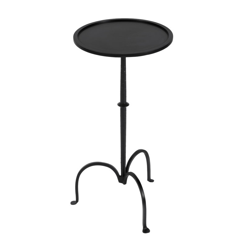 Founders Griege Iron Pedestal Side Table, Black/Bronze