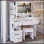 Versatile Large Desktop Vanity Table with LED Mirror and High Capacity Storage