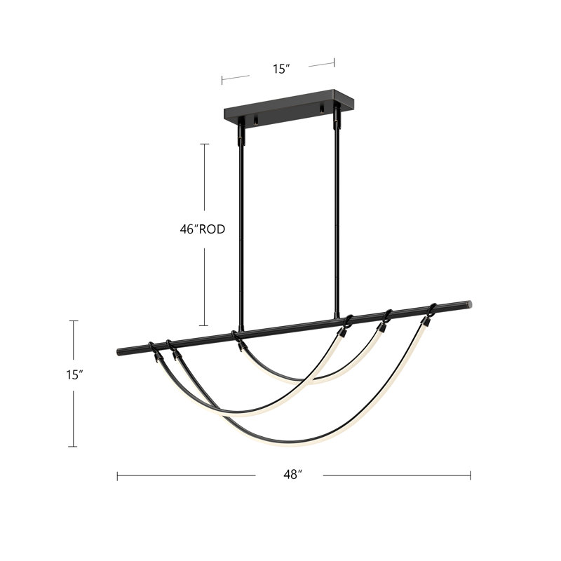 Aryas 3 - Light LED Pendant, 62.25" H x 48" W x 1.75" D