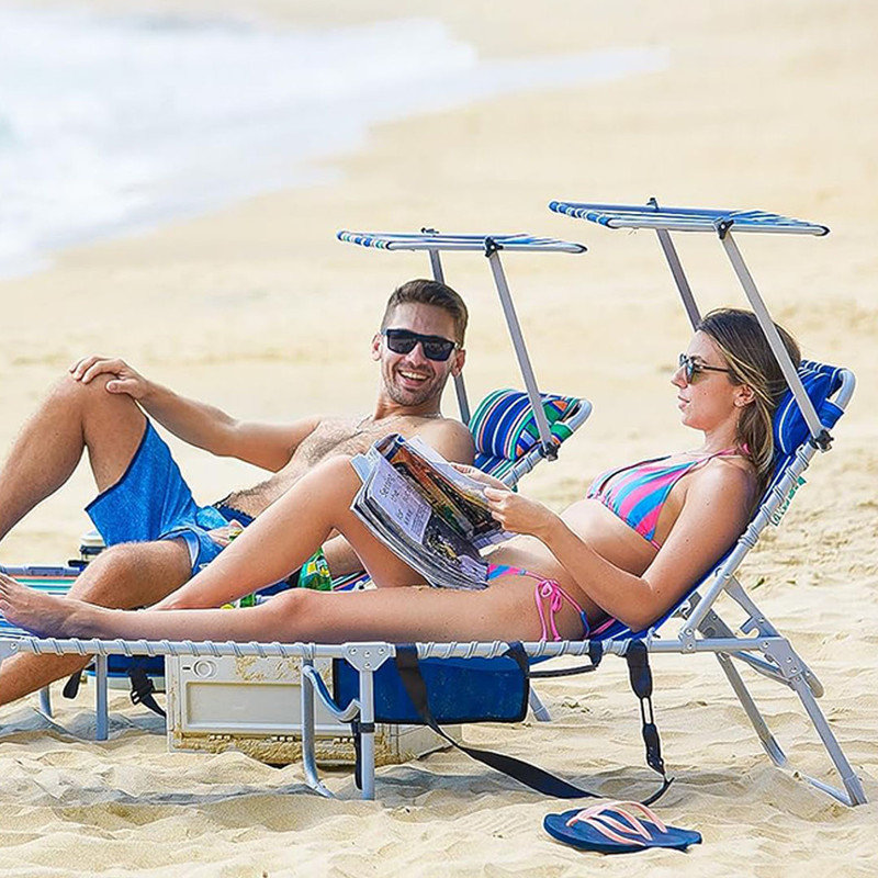 Sun Shade Beach Chaise Lounge With Canopy WEJOY Classic Portable