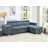 Huratio 102.7'' L Shape Sectional Sleeper Sofa 2 in 1 Convertible Sectional Sofa with Pull Out Bed, Storage Chaise And 2 Stools-1935590723