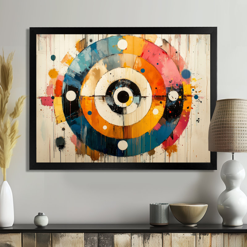 Abstrait, labyrinthe prismatique de vinyle, musique II, H 30 po x l 40 po, Noir, Cadre flottant