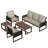 5-Person Patio Sofa Seating Group Cedar Wood Frame Brown Wicker with Cushion, Coffee Tables-108734355