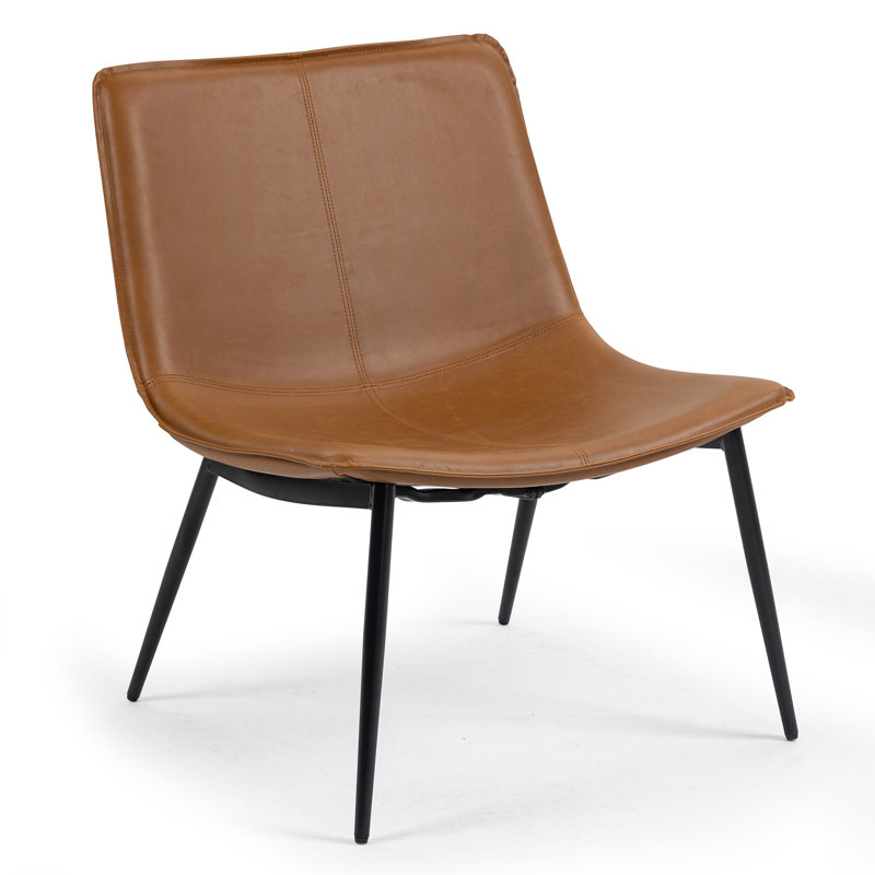 Chaise d'appoint de 25,6 po Khashayar, Similicuir brun clair