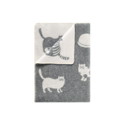 Grey Cat Medium Wool Blanket