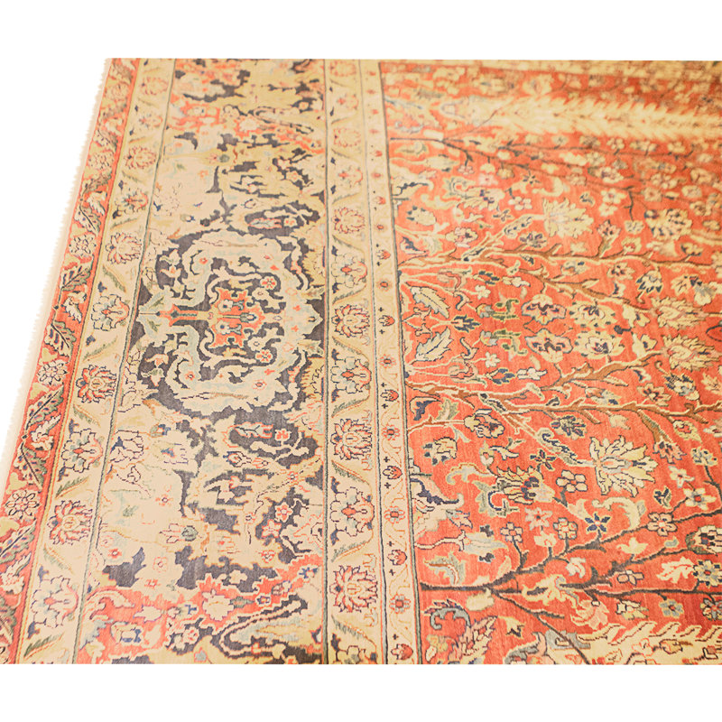 Hand Knotted Wool Area Rug in Red