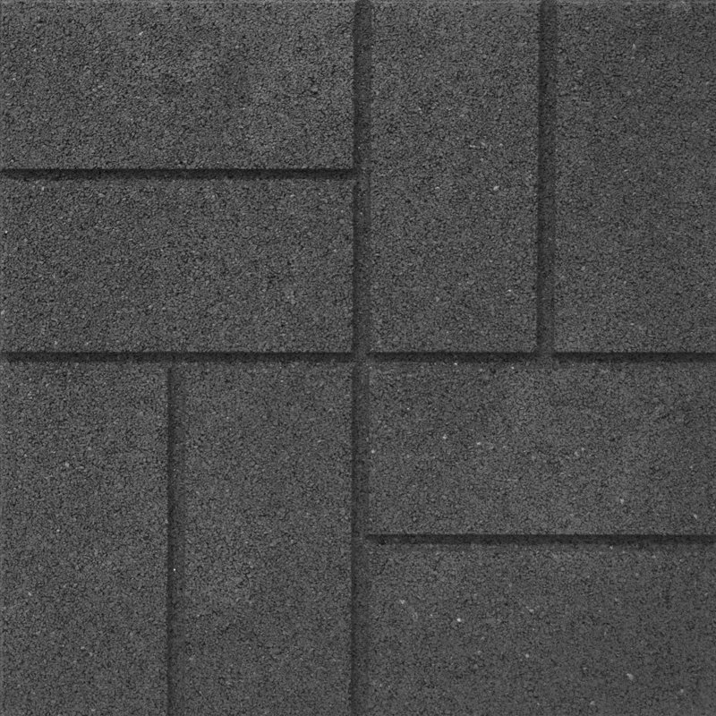 Tierra Verde 16" x 16" Brick Rubber Paver, Outdoor Floor Tiles, Grey, 4 Pack