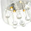 Plafonnier encastré chromé 4 lumières 10 po et abat-jour blanc avec gouttes de cristal-1695506096
